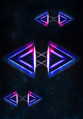 Canvas Print - abstract unique 3d illustration of artistic multicolored triangles connected on a foggy background