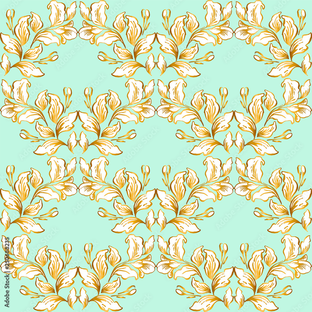 Fotografia Vintage baroque pattern seamless vector in classic flower graphic style background for backdrop, template, cover page design, fabric,textile
