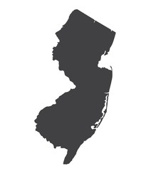 Wall Mural - Vector New Jersey Map silhouette. Isolated vector Illustration. Black on White background.