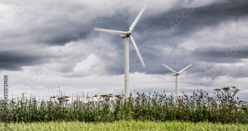 Cuadros en Lienzo Wind farms in Scotland - wind turbines provide electricity (green energy) for ho