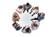 © ASDF - top view. the business team is brainstorming