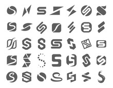 Vector Illustration Concept Of S Symbol Logo. Black On White Background