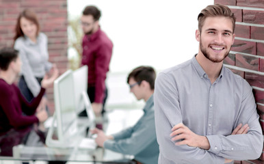 Sticker - Handsome smiling confident businessman portrait.