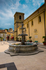 The church square of Castroreale, a picturesque village in the Northern Sicily