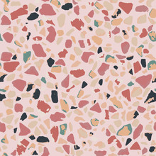 Terrazzo Flooring Seamless Pattern Background Texture. Abstract Vector Design For Print On Floor, Wall, Tile Or Textile. 