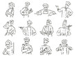 © ArthaDesignStudio - Monochrome vector  illustration of whiskered chef isolated on white background