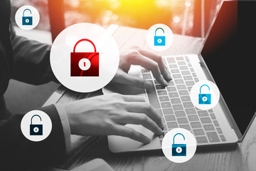 login screen for internet security concept protecting your data. pc and computer protection from spi
