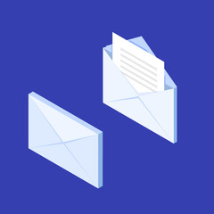 Isometric envelope icon. Get E-mail concept, notification, New Message. Vector illustration