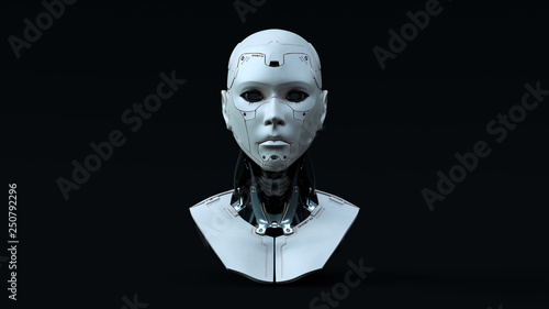 Photographie Cyborg with Blue Neutral lighting Front 3d illustration 3d render