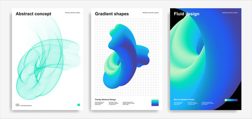 abstract design templates with 3d flow shapes