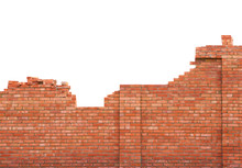 Brick Wall Under Construction On White Background