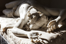 The Young Man Is Lying In The Sun. Antique Sculpture, Classical Art