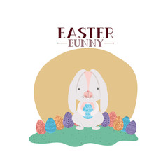 Canvas Print - easter bunny label with egg isolated icon