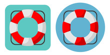 Lifebuoy Icons In Flat Style.