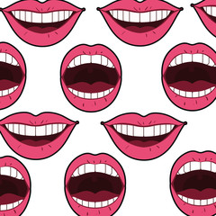 Wall Mural - pattern female mouth pop art style