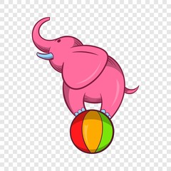 Wall Mural - Elephant balancing on a ball icon in cartoon style on a background for any web design 