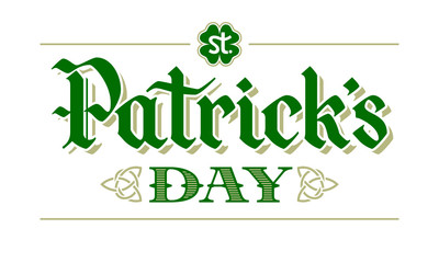 St. Patricks Day lettering on white background