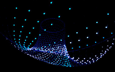 Wall Mural - Colorful lights in a circle shaped net