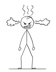 Wall Mural - Cartoon stick figure drawing conceptual illustration of angry man or businessman .