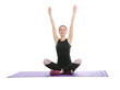 © New Africa - Young woman doing sports exercises isolated on white. Home fitness