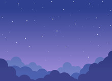 Night Cloudy Sky Background With Shining Stars