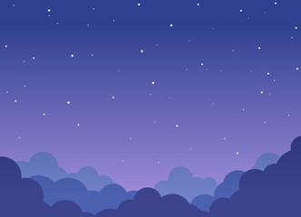 night cloudy sky background with shining stars