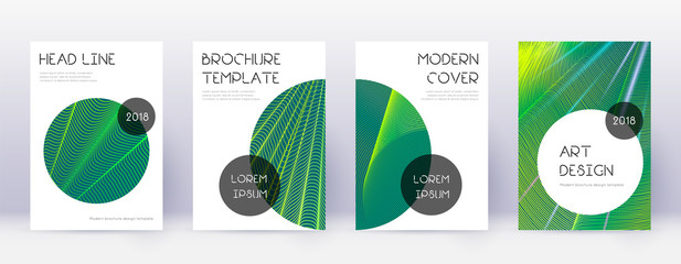 Trendy brochure design template set. Green abstrac