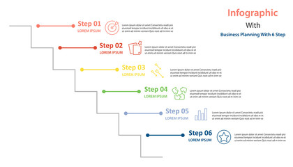 Wall Mural - infographic element design 6 step, infochart planning