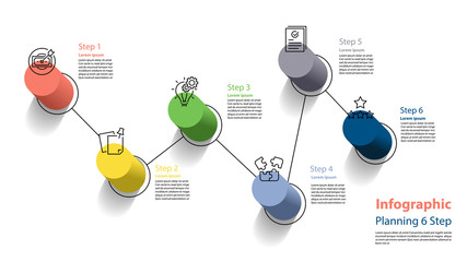 Wall Mural - infographic element design 6 step, infochart planning