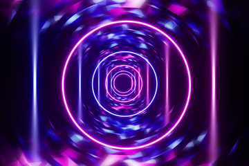 Wall Mural - Abstract neon background with circles blurred