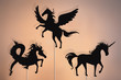 Unicorn, Pegasus and Sea horse shadow puppets