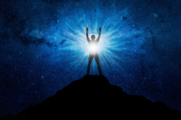 Wall Mural - man on top of success