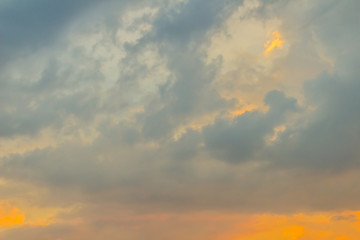 Wall Mural - Beautiful dramatic red clouds with blue sky during sunset. Twilight sunset with blue sky and orange clouds background.