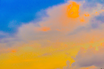 Wall Mural - Beautiful dramatic red clouds with blue sky during sunset. Twilight sunset with blue sky and orange clouds background.