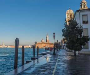 Wall Mural - Scenic view of St George Church as seen at from Giudecca  Island Venice, Italy.