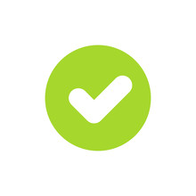 Icon Of Green Check Mark Or Tick For Ok Or Accept Concept. Flat Style. Pixel Perfect