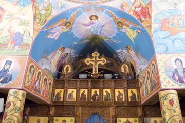 PERNERA, CYPRUS - JUNE 16: Interior of St.Nicholas Church near Louma Beach in Pernera, Cyprus on June 16, 2018. 