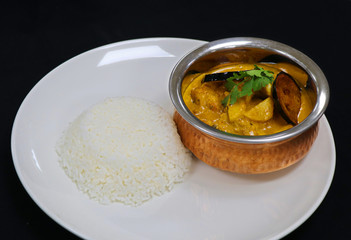 Wall Mural - thai yellow chicken curry with jasmine rice