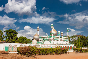 Mombasa. Kenya. Africa. Colorful ornate Islamic mosque. Mosques in Kenya. Religion in Kenya. Sights of Mombasa.