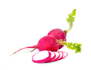 Fresh garden radish isolated on white background