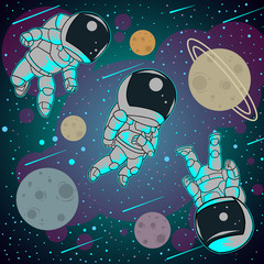 Wall Mural - astronut planets space