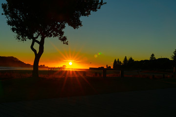 Canvas Print - Intense sunrise at Mount Maunganui