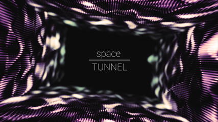 Abstract background with copy space for your text. Colorful tunnel of particles.
