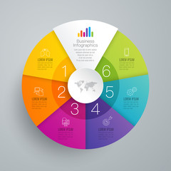 Infographics design vector and business icons with 6 options.