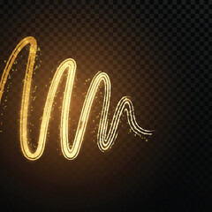 Poster - Neon lighting effect abstract waves on png background.