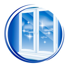 Clean window cleaning to shiny icon. isolated on white background. Vector illustration.