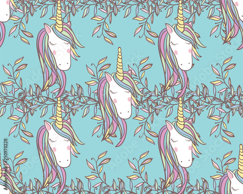 Unicorn Rainbow Seamless Pattern Girls Scrapbook Paper Perfect