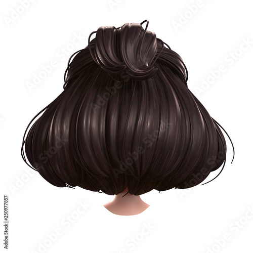 3d Cartoon Character Attractive Brunette Girl With Retro Hairstyle