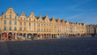 Facades of typical Flemish medieval houses in a square of Arras in France