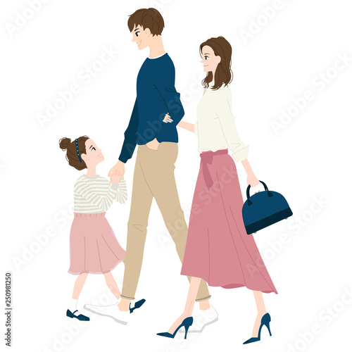 家族のイラスト 楽しそうに歩いている若い夫婦と幼い女の子 Buy This Stock Vector And Explore Similar Vectors At Adobe Stock Adobe Stock